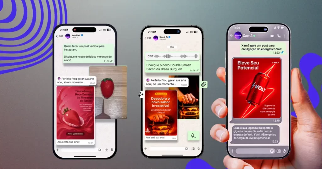 Xamã AI - plataforma de IA para produção de conteúdo via WhatsApp.